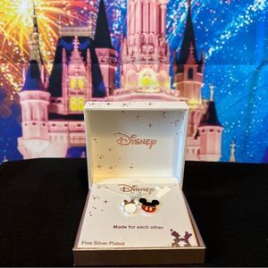 Disney Mickey & Minnie Mouse Made For Each Other Fine Silver‎ Plated Necklace